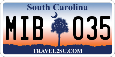 SC license plate MIB035