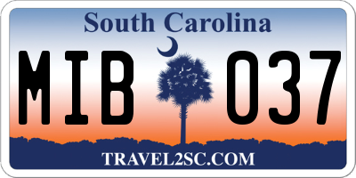 SC license plate MIB037