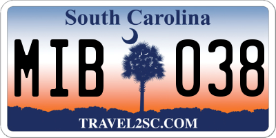 SC license plate MIB038