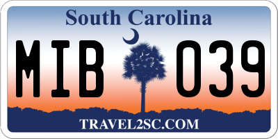 SC license plate MIB039