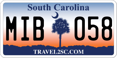 SC license plate MIB058