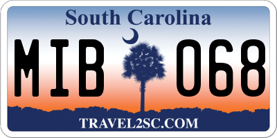 SC license plate MIB068