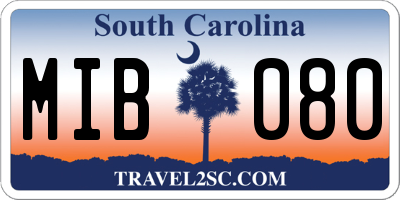 SC license plate MIB080