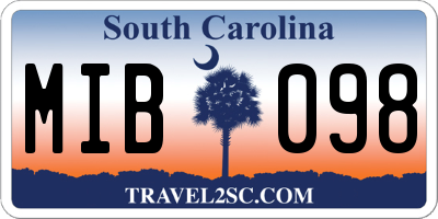 SC license plate MIB098