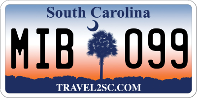 SC license plate MIB099