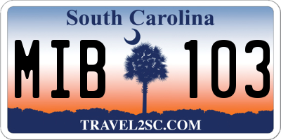 SC license plate MIB103