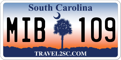 SC license plate MIB109