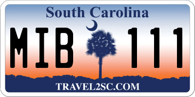 SC license plate MIB111