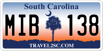 SC license plate MIB138