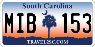 SC license plate MIB153