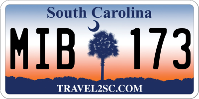 SC license plate MIB173
