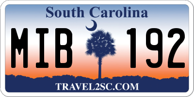 SC license plate MIB192