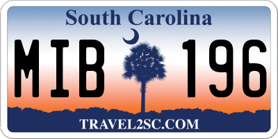 SC license plate MIB196