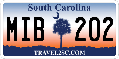 SC license plate MIB202