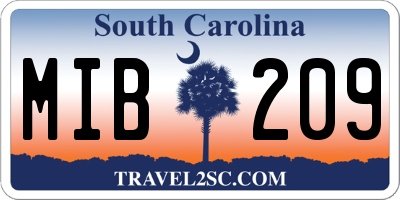 SC license plate MIB209