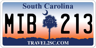 SC license plate MIB213