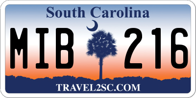 SC license plate MIB216