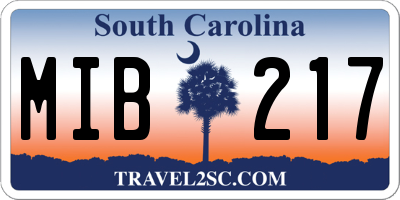 SC license plate MIB217