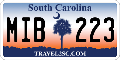 SC license plate MIB223