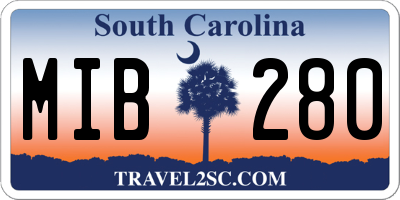 SC license plate MIB280