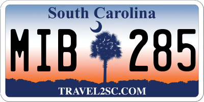 SC license plate MIB285