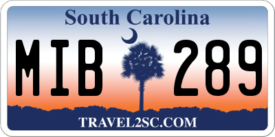 SC license plate MIB289