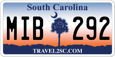 SC license plate MIB292