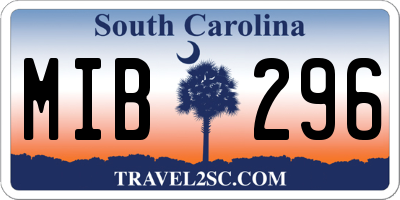 SC license plate MIB296