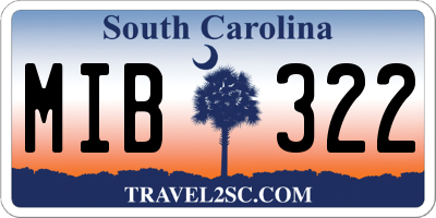 SC license plate MIB322