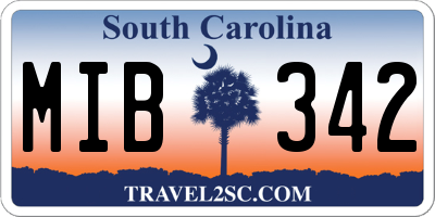 SC license plate MIB342