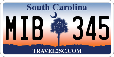 SC license plate MIB345