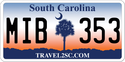 SC license plate MIB353