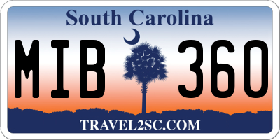 SC license plate MIB360