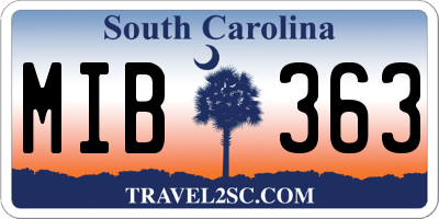 SC license plate MIB363