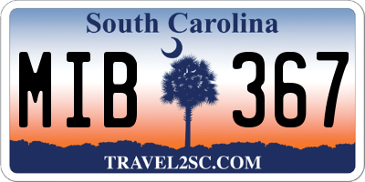 SC license plate MIB367