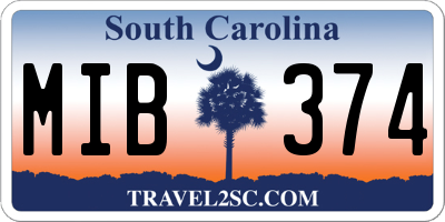 SC license plate MIB374