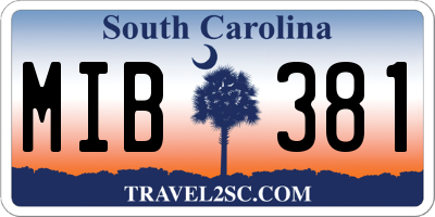 SC license plate MIB381