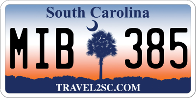 SC license plate MIB385