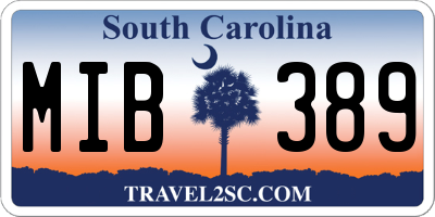 SC license plate MIB389