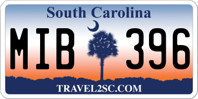 SC license plate MIB396