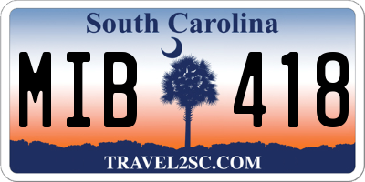 SC license plate MIB418