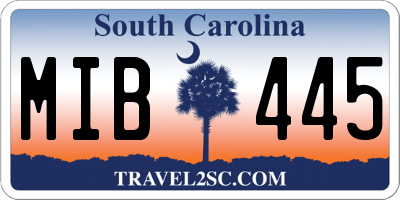 SC license plate MIB445