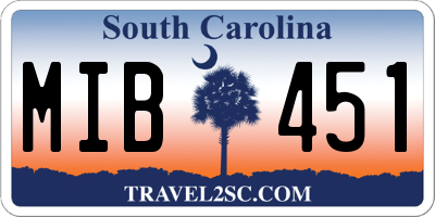 SC license plate MIB451