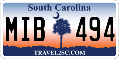 SC license plate MIB494