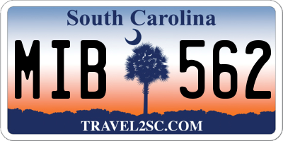 SC license plate MIB562