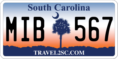 SC license plate MIB567