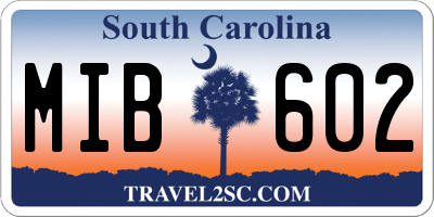 SC license plate MIB602