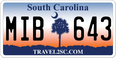 SC license plate MIB643