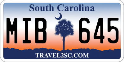 SC license plate MIB645