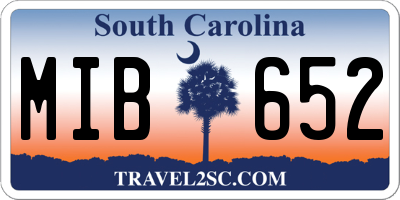 SC license plate MIB652